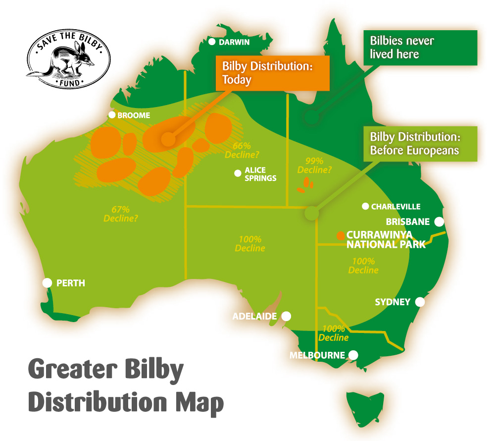 Greater Bilby Distribution Map